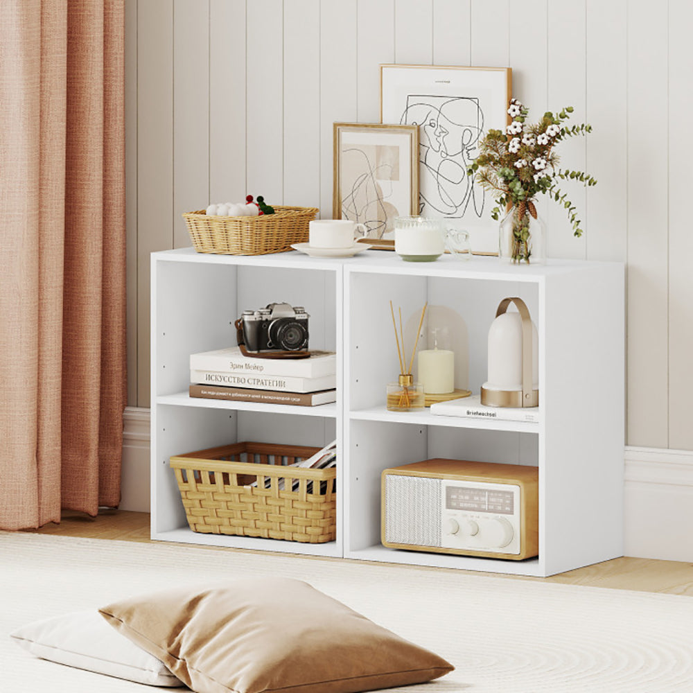 2-Cube Bookcase Floor Standing Open Bookshelf With 5-Position Adjustable Shelf