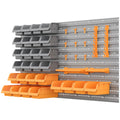 DURHAND 44 Piece Wall Mounted Pegboard Tool Organizer Rack Kit With Various Sized Storage Bins, Pegboard, & Hooks, Orange