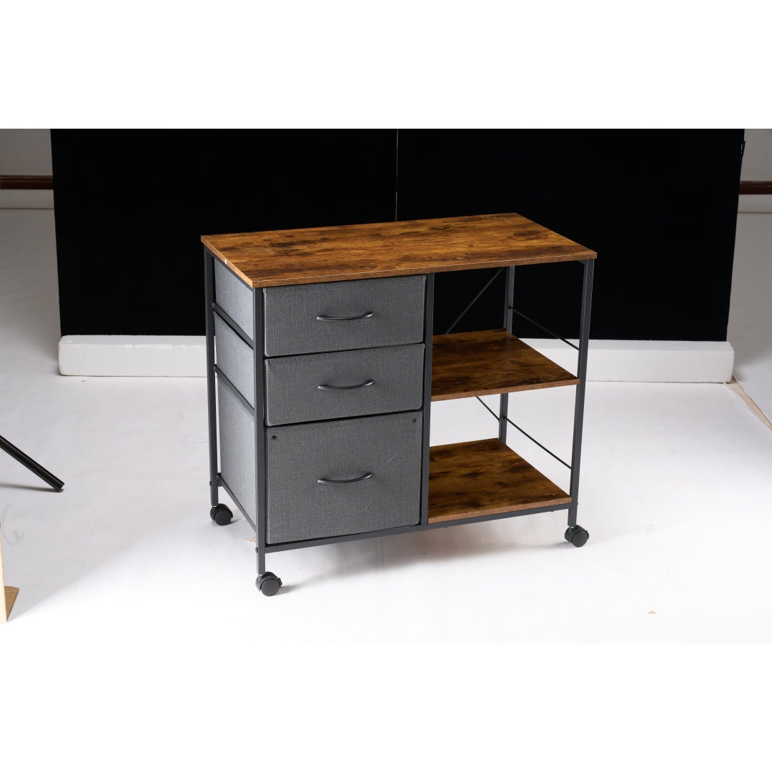 3-layer Mobile Filing Cabinet, Printer Stand With Storage, Office Storage Cabinet With Drawers And Back Support Strips