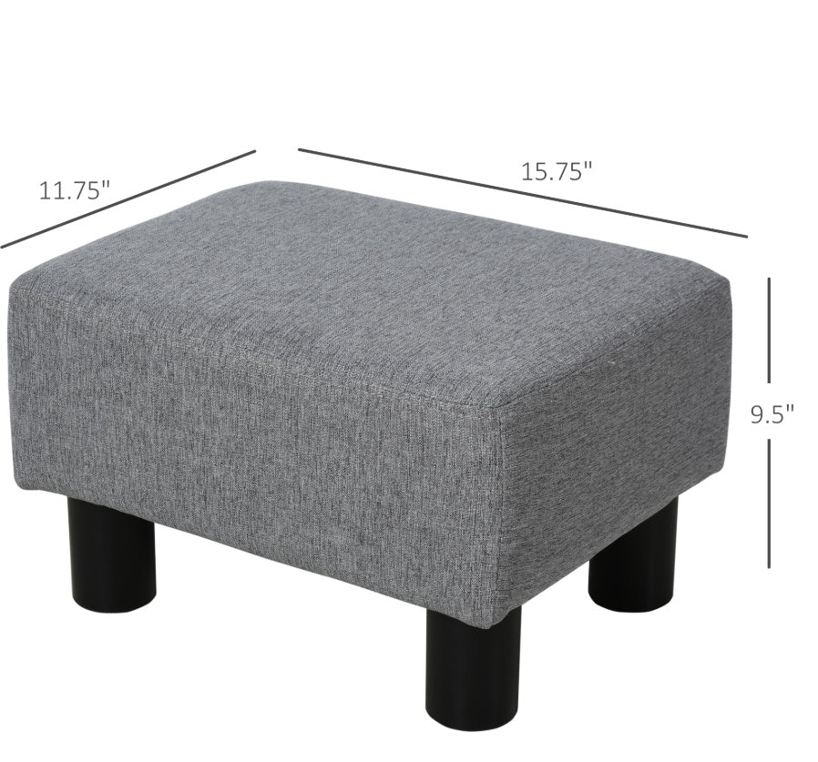 Versatile Accent 16 Gray Linen FabricOttoman Cube Footrest Pouf