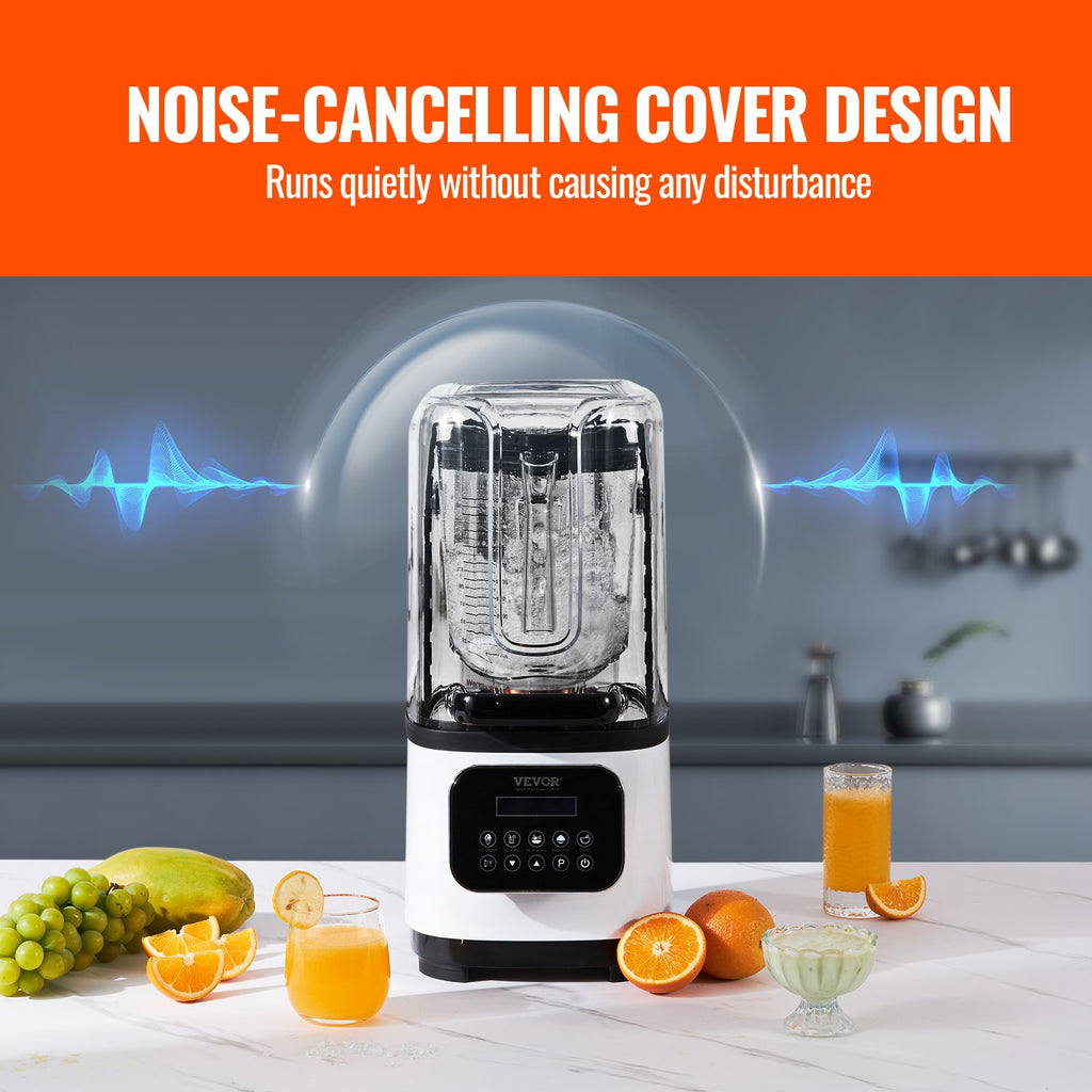 Professional Blender With Shield, Commercial Countertop Blenders, 68 Oz Jar Blender Combo, Stainless Steel 9 Speed & 5 Functions Blender, For Shakes, Smoothies, Peree, And Crush Ice, White