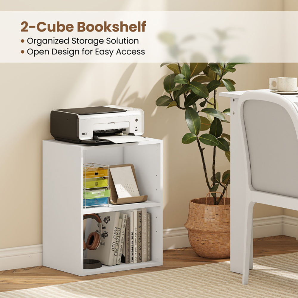 2-Cube Bookcase Floor Standing Open Bookshelf With 5-Position Adjustable Shelf