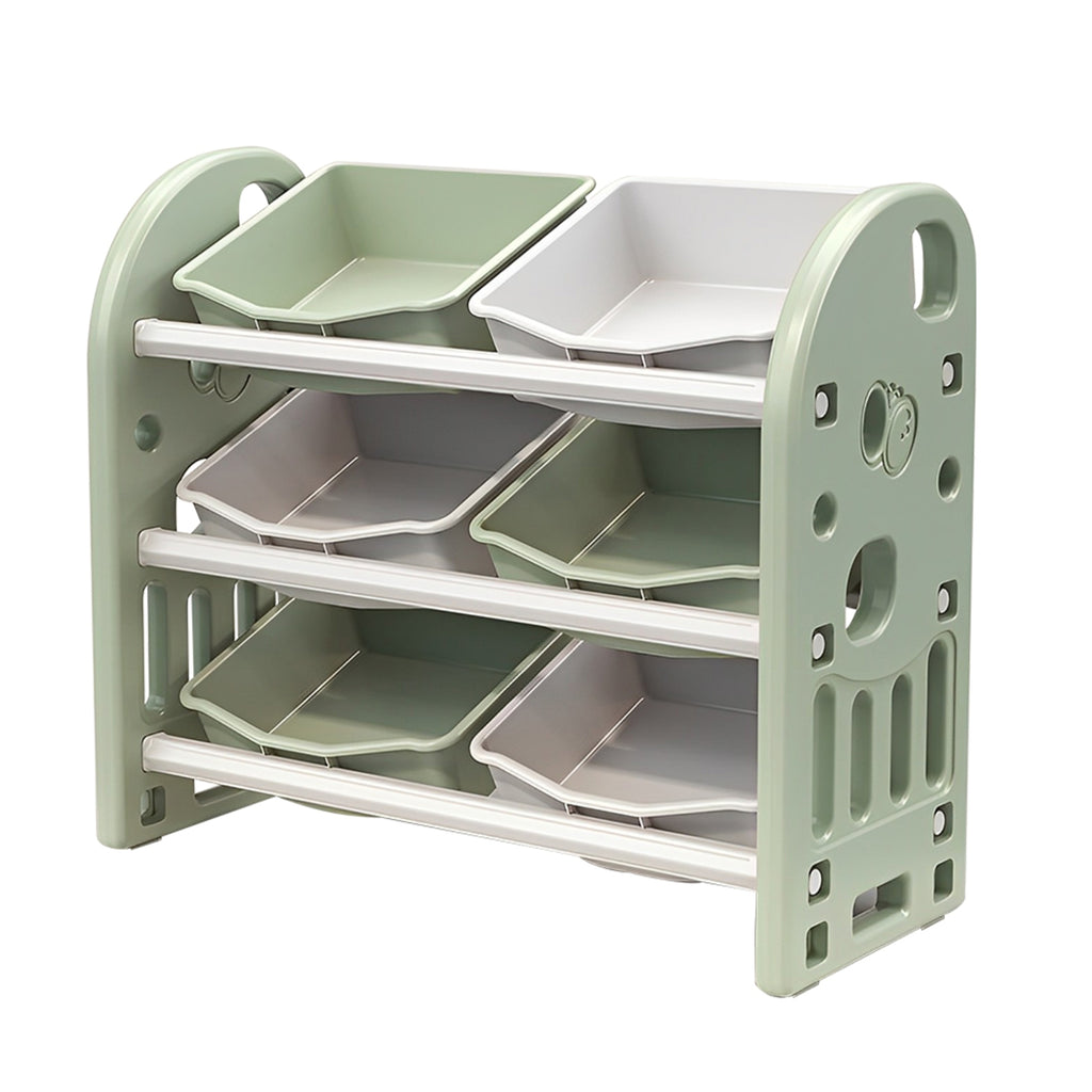 Kids Toy Storage Organizer With 6 Bins, Multi-functional Nursery Furniture Set