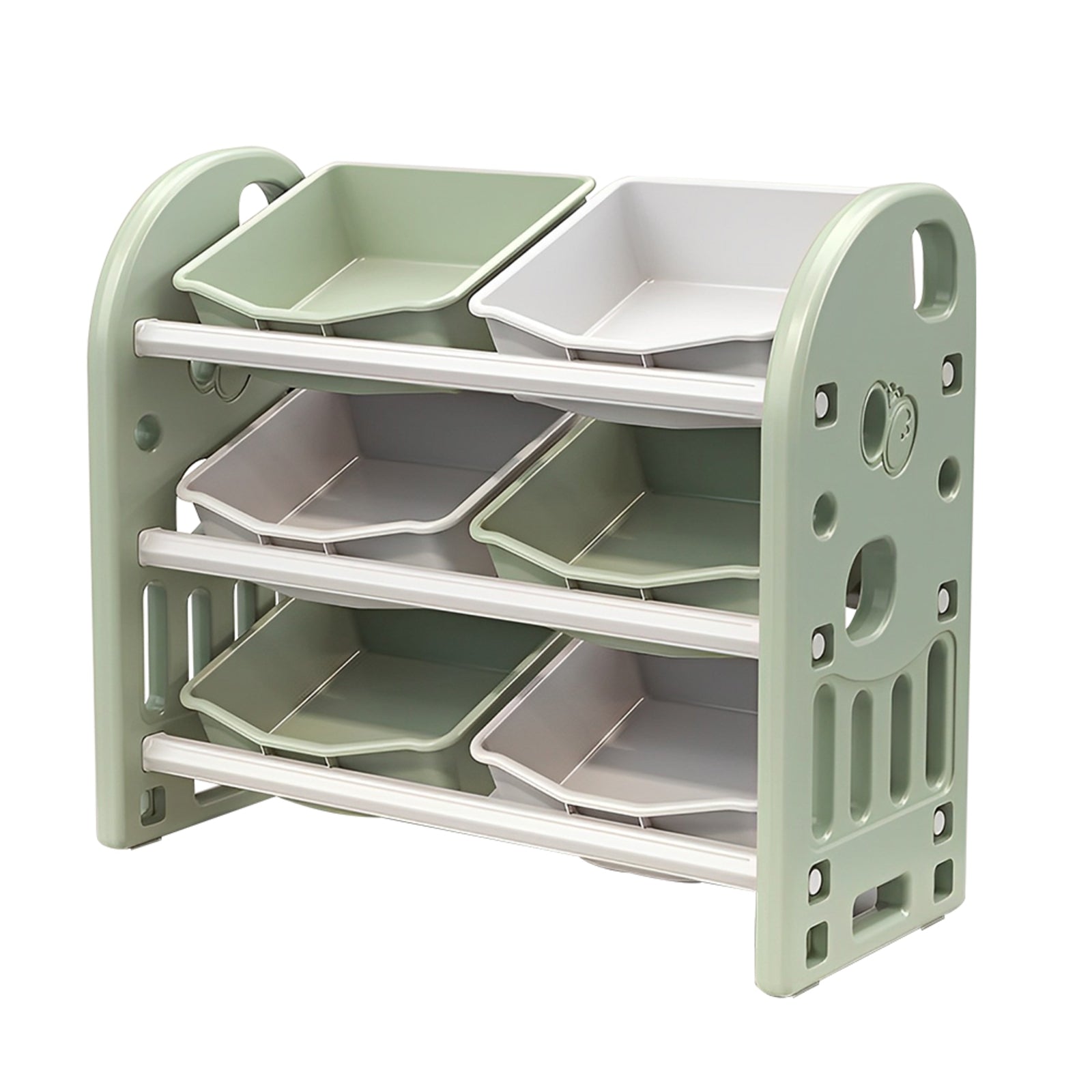 Kids Toy Storage Organizer With 6 Bins, Multi-functional Nursery Furniture Set