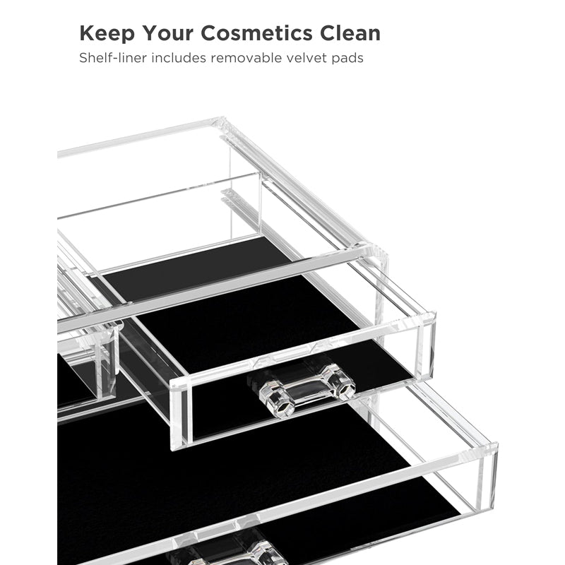 Clear Acrylic Clear Dustproof Makeup Storage, Organizer Drawers Large Skin Care Cosmetic Display Cases For Bathroom Stackable Storage Box With 4 Drawers For Vanity