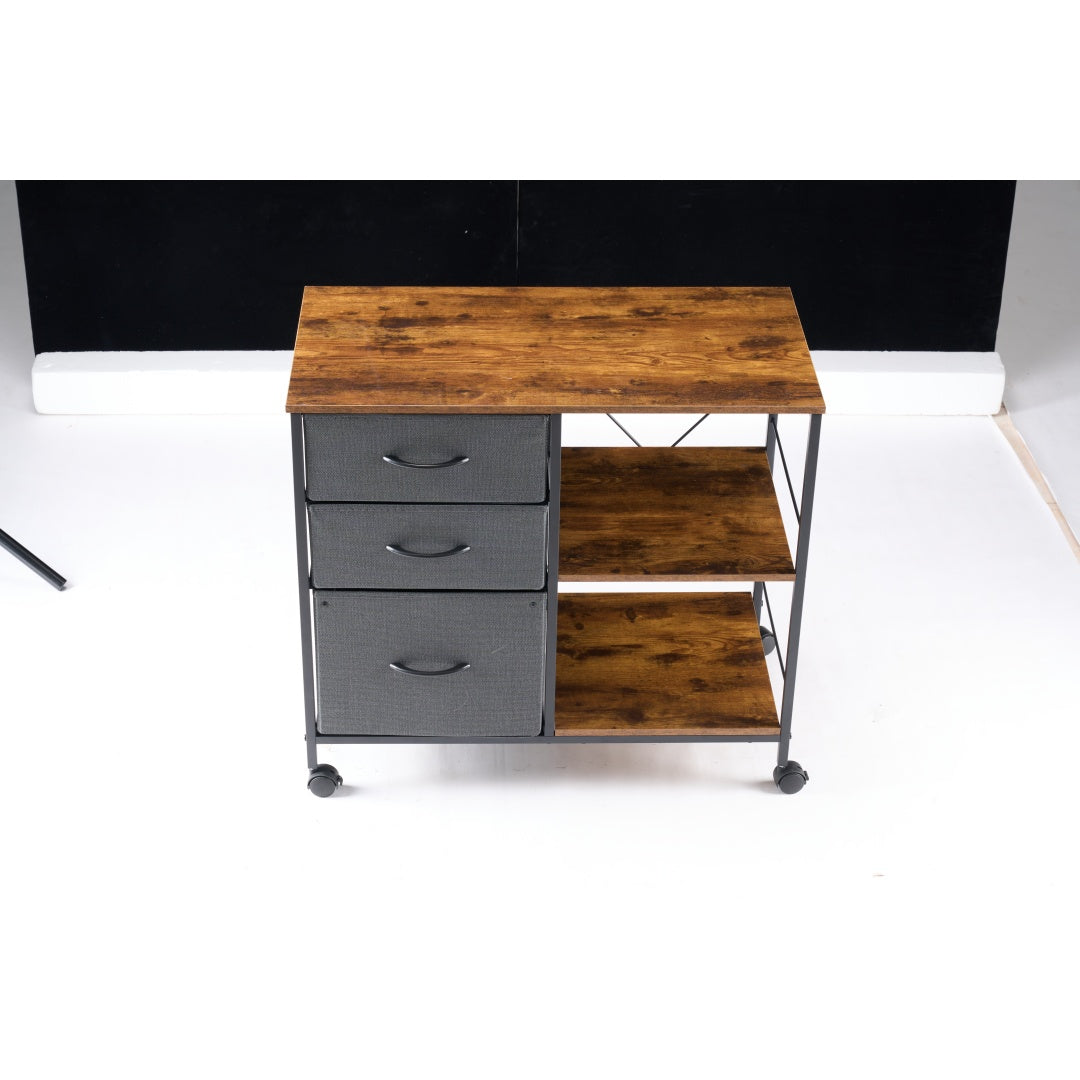 3-layer Mobile Filing Cabinet, Printer Stand With Storage, Office Storage Cabinet With Drawers And Back Support Strips