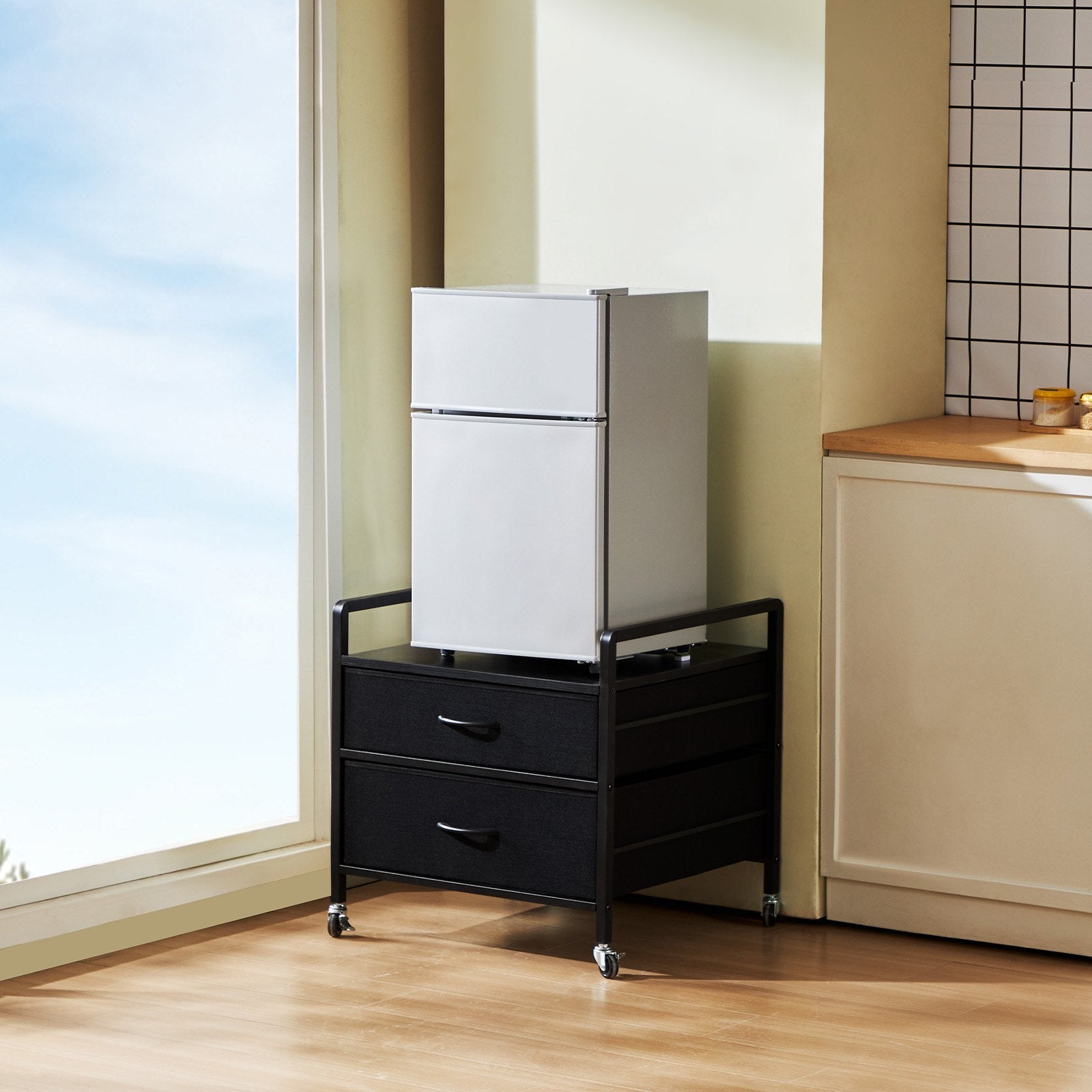 Mini Fridge Stand With Storage 176 Lbs Black Mini Fridge Table 2 Drawers
