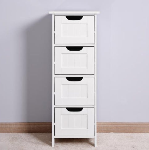 White Bathroom Storage Cupboard, Freestanding Locker With Drawers