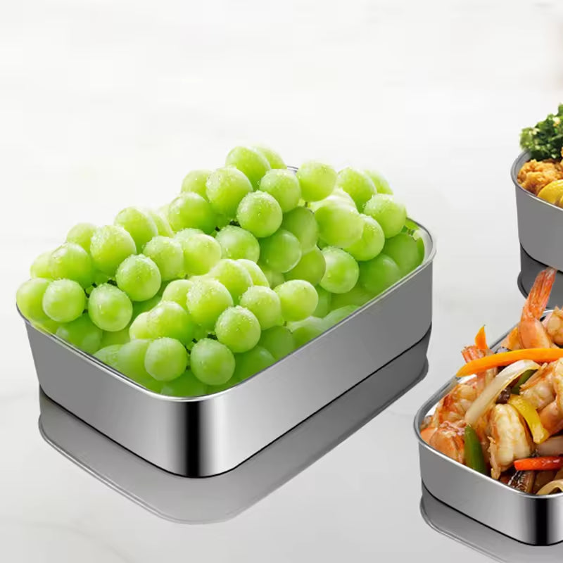 PUCOHOUSE Stainless Steel Food-Grade Storage Containers, Square Freezer And Refrigerator Organizers, Office Lunch Boxes