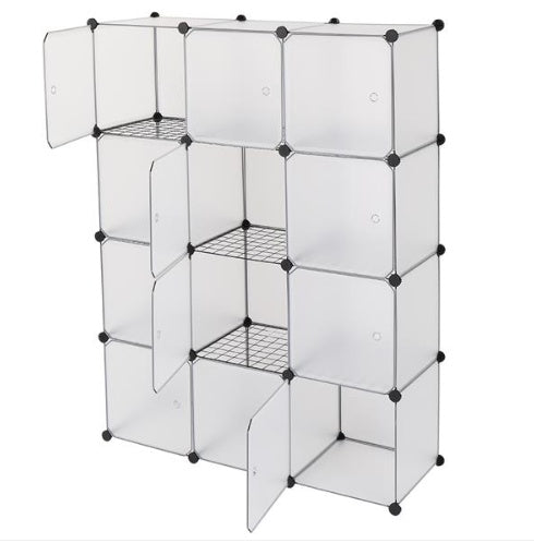 4-layer 12 Grid Plastic Wire Mesh With Door Cube Piece Storage Rack