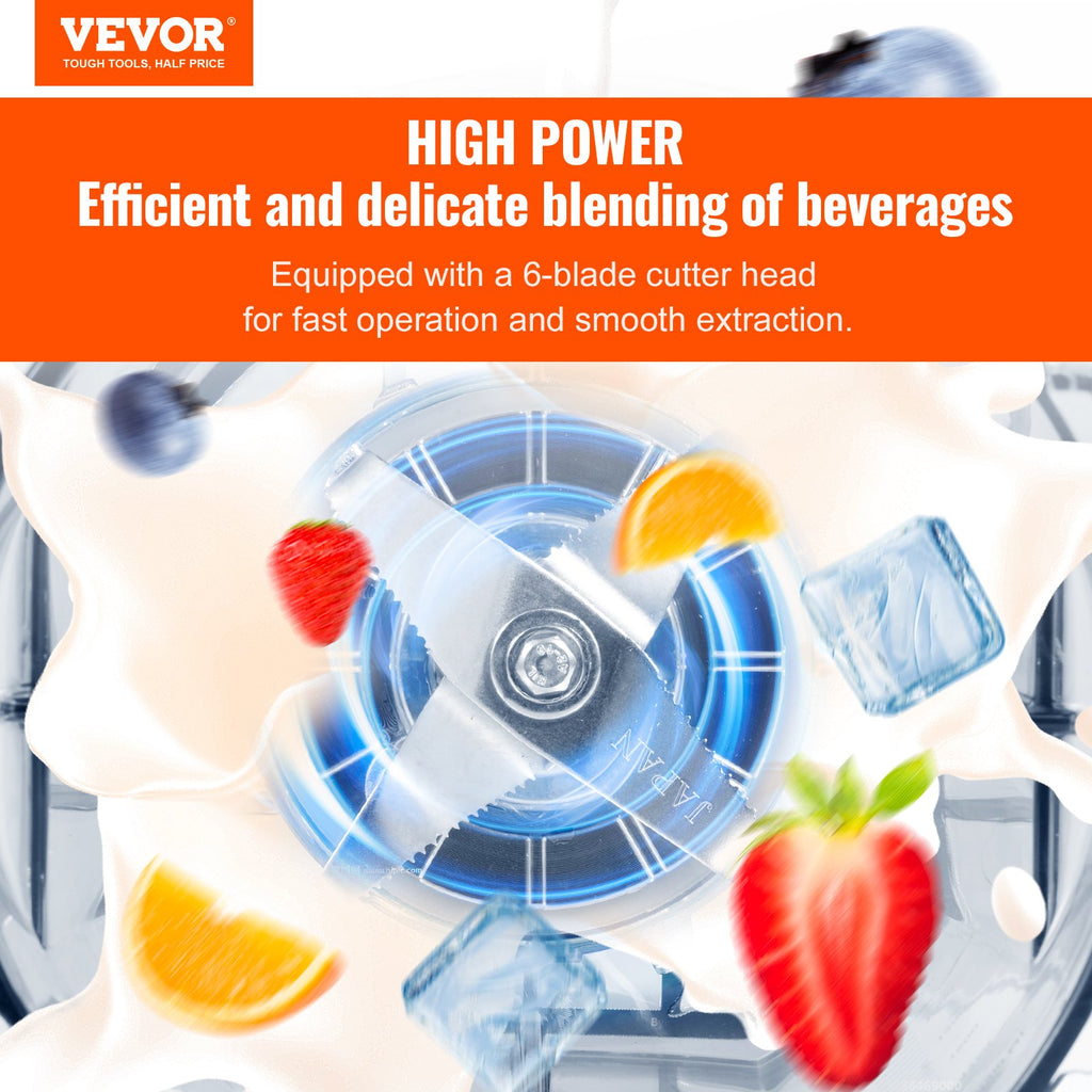 VEVOR Professional Blender With Shield, Commercial Countertop Blenders, 68 Oz  Blender Combo, Stainless Steel 9 Speed & 5 Functions Blender, For Shakes, Smoothies, Peree, And Crush Ice, Black