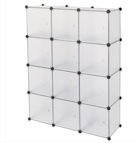 4-layer 12 Grid Plastic Wire Mesh With Door Cube Piece Storage Rack