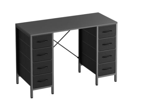 47-inch Computer Desk, 8 Fabric Drawers, Storage, X-shaped Reinforced Structure