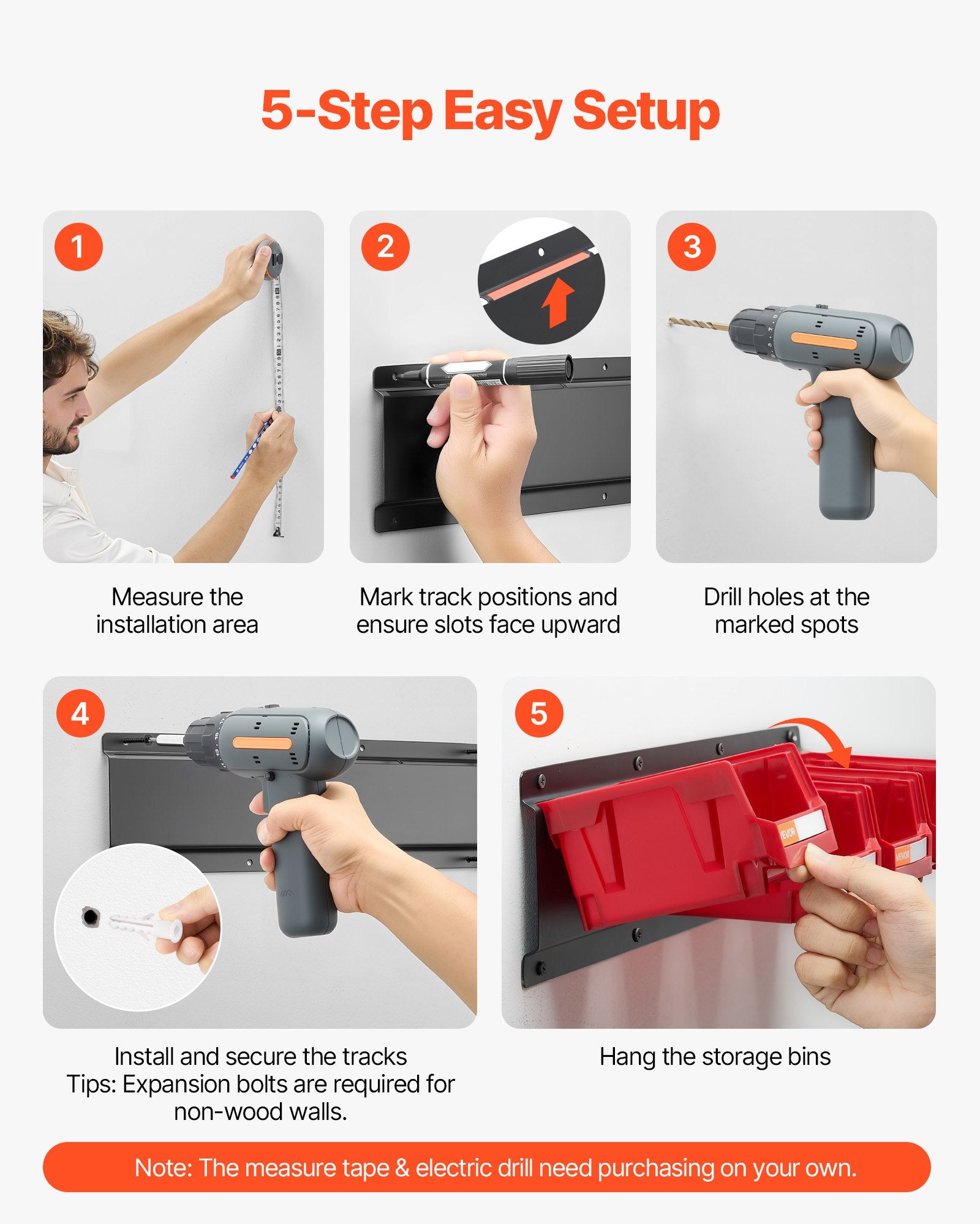 Wall Mounted Storage Bins, 12 Plastic Bins & 3 Metal Rails, Plastic Hanging Stackable Storage Bin For Screws, Nuts, Bolts, Nails, Hardware Tool Organizer For Workshop, Craft Room, Garage, Red