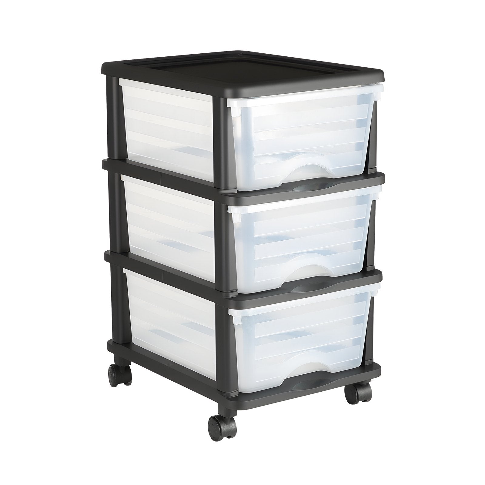 Plastic Storage Drawers Cart, 3 Drawers Storage Organizer With Wheels, Rolling Closet Organization And Storage Dividers, Dresser Organizer Clear Bins For Office Supplies, Craft Rooms, Classrooms