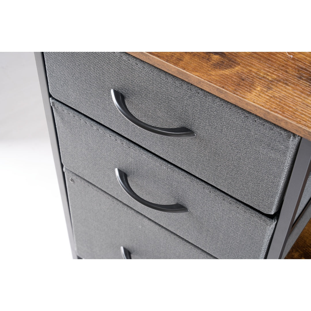 3-layer Mobile Filing Cabinet, Printer Stand With Storage, Office Storage Cabinet With Drawers And Back Support Strips