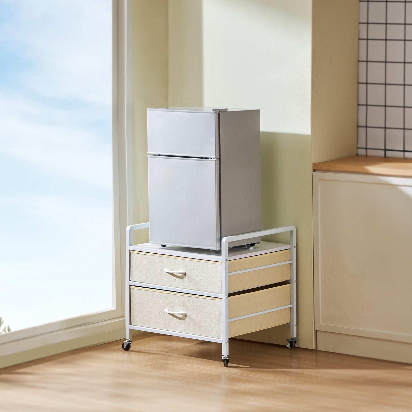 Mini Fridge Stand With Storage 176 Lbs White Mini Fridge Table 2 Drawers