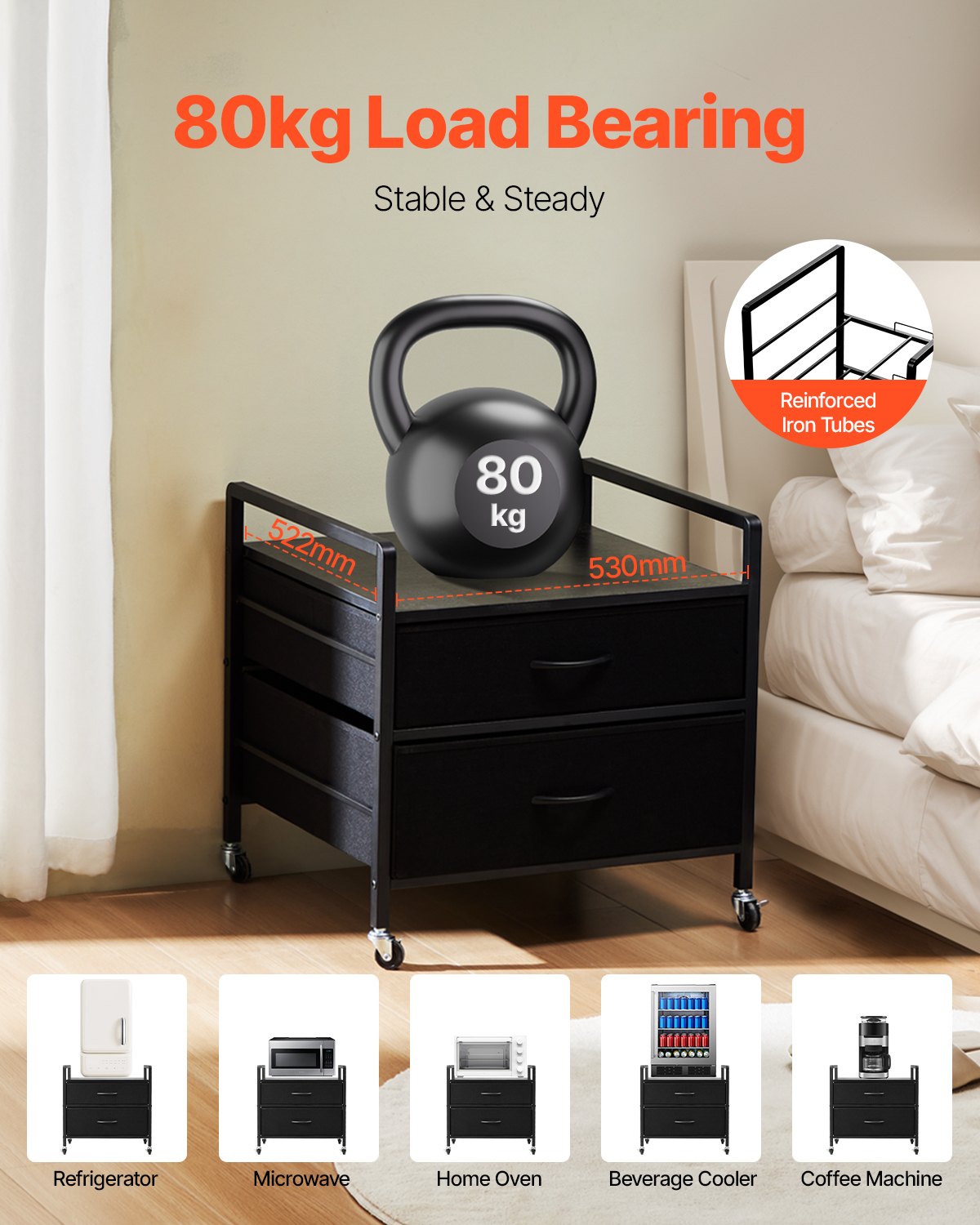 Mini Fridge Stand With Storage 176 Lbs Black Mini Fridge Table 2 Drawers