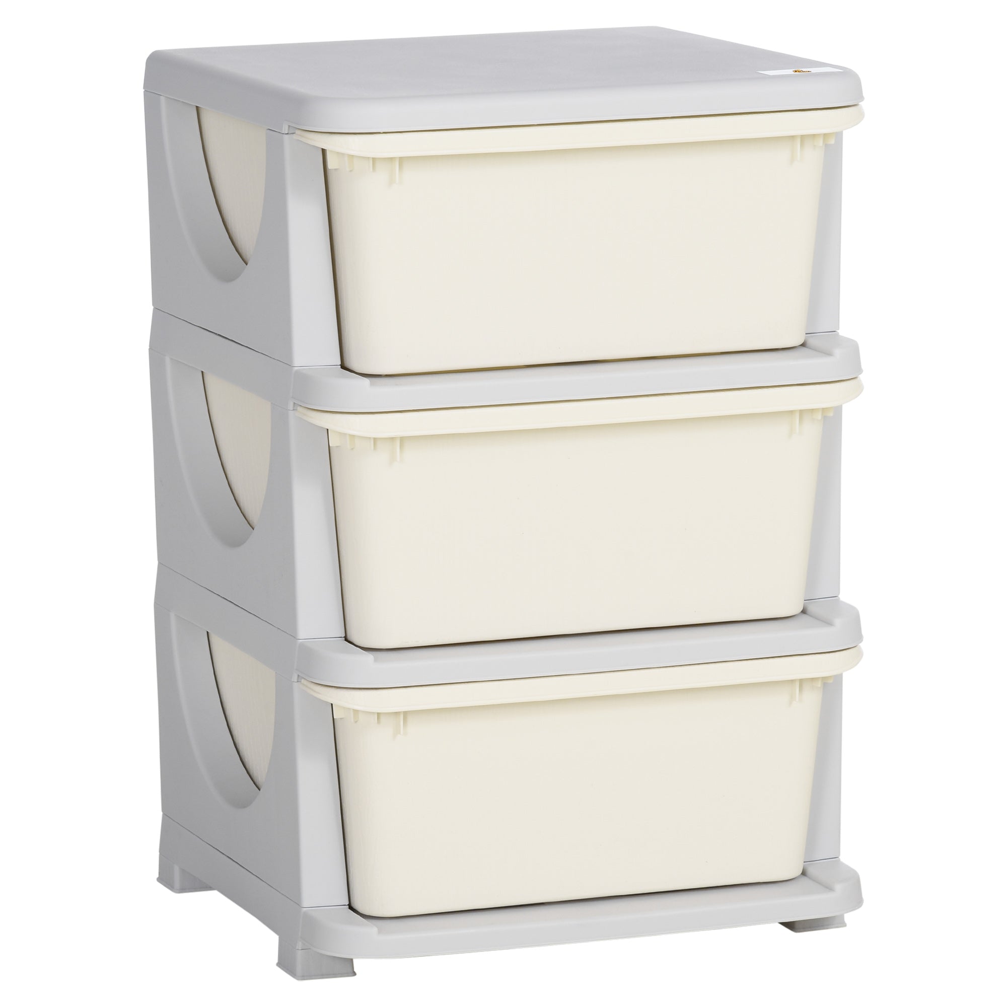 3 Tier Kids Storage Unit, Toy Organizers and Storage with 3 Drawer Chest for Kids Bedroom Nursery Kindergarten Living Room for Boys Girls Toddlers, Cream White